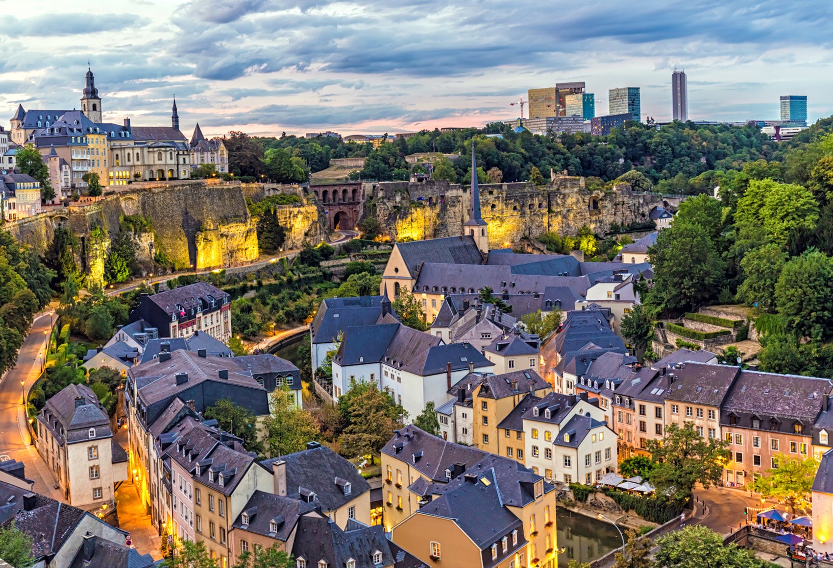 Aerial view of the Kirchberg neighborhood in Luxembourg City